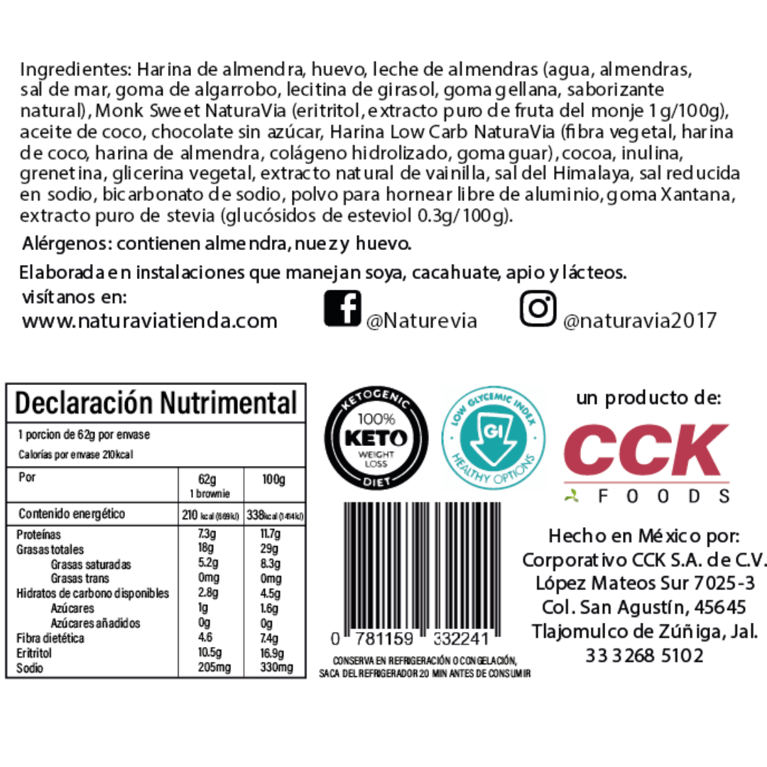 Paquete 5 Brownies Keto 62g c/u