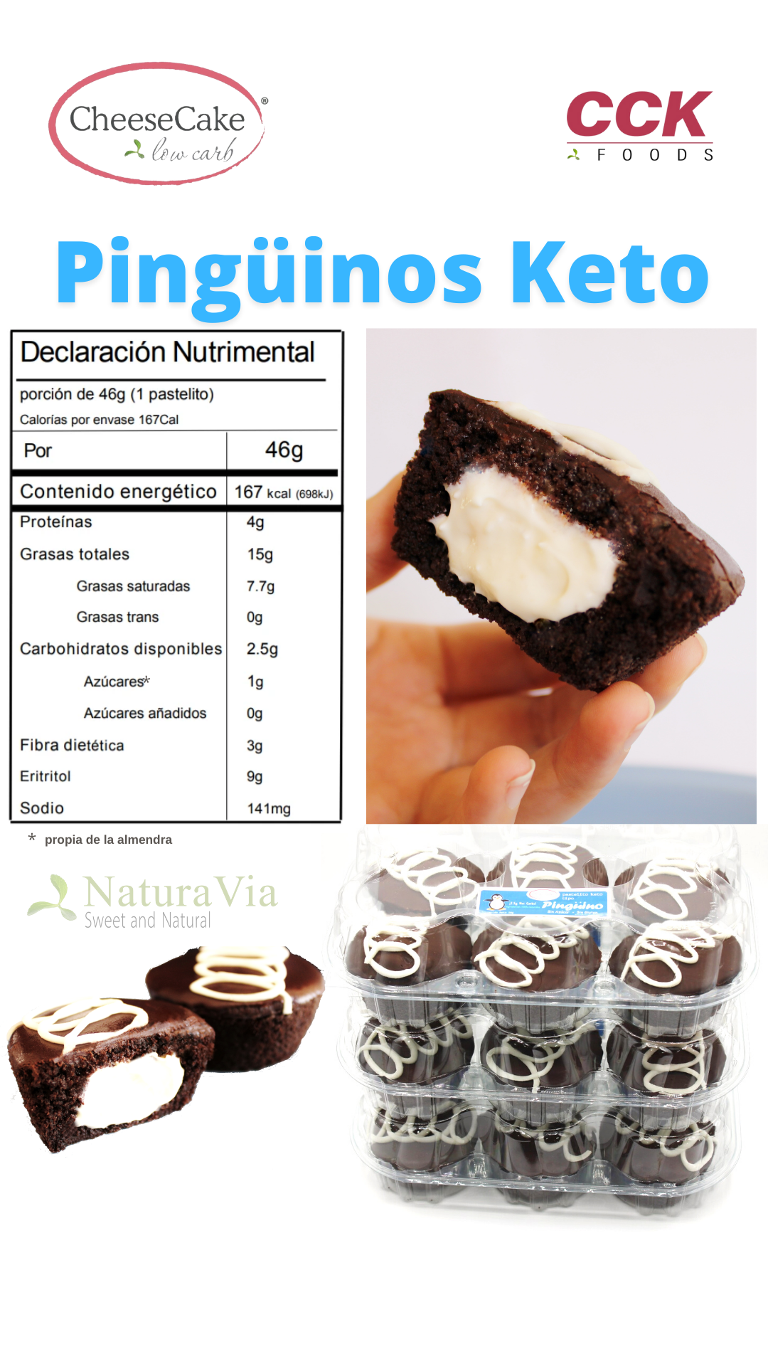 Pastelito tipo "Pingüino" Keto (LOCAL-NO DISPONIBLE ENVíOS FUERA DE GUADALAJARA)