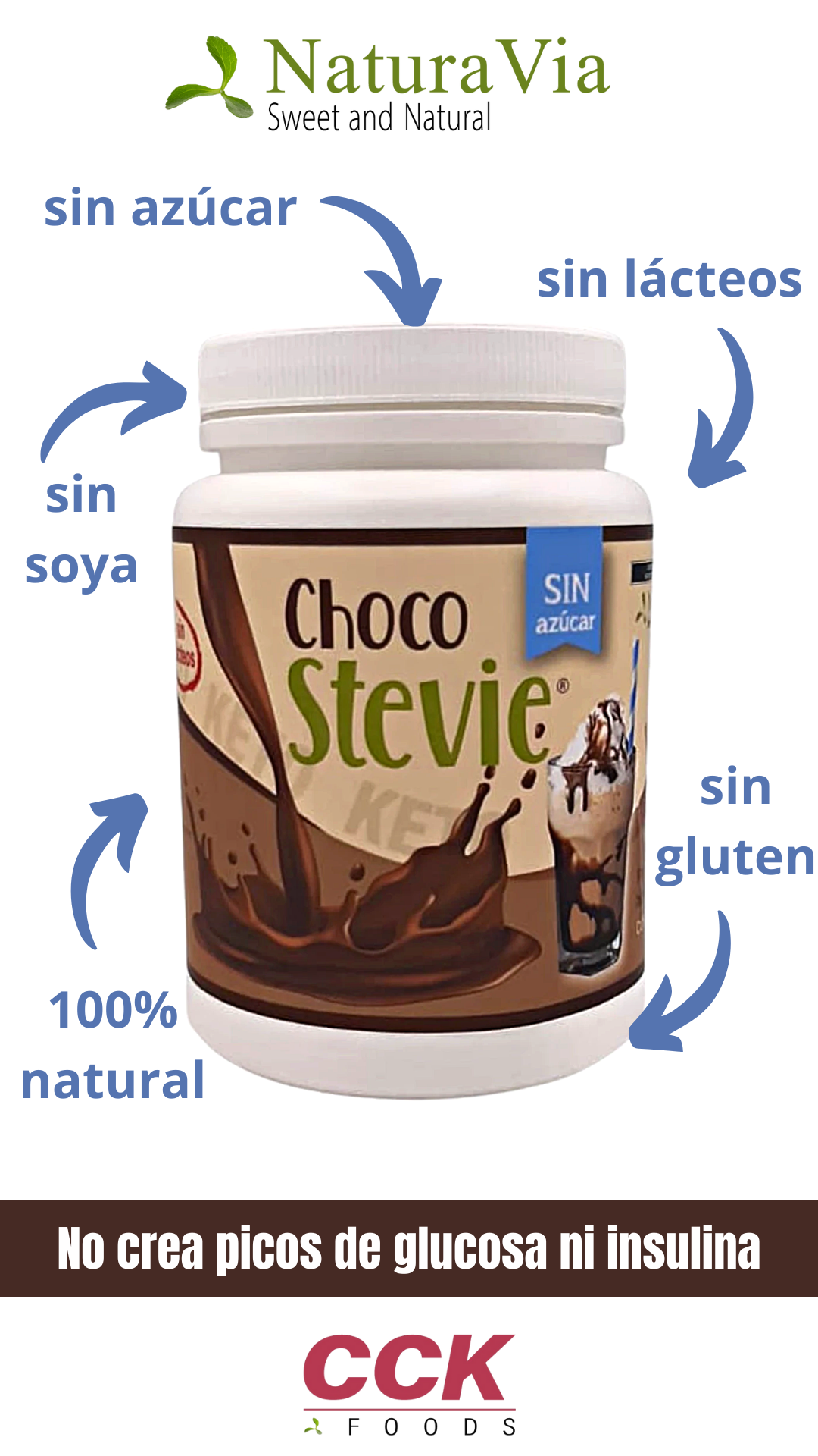 ChocoStevie - Polvo para preparar bebida de Chocolate sin azúcar