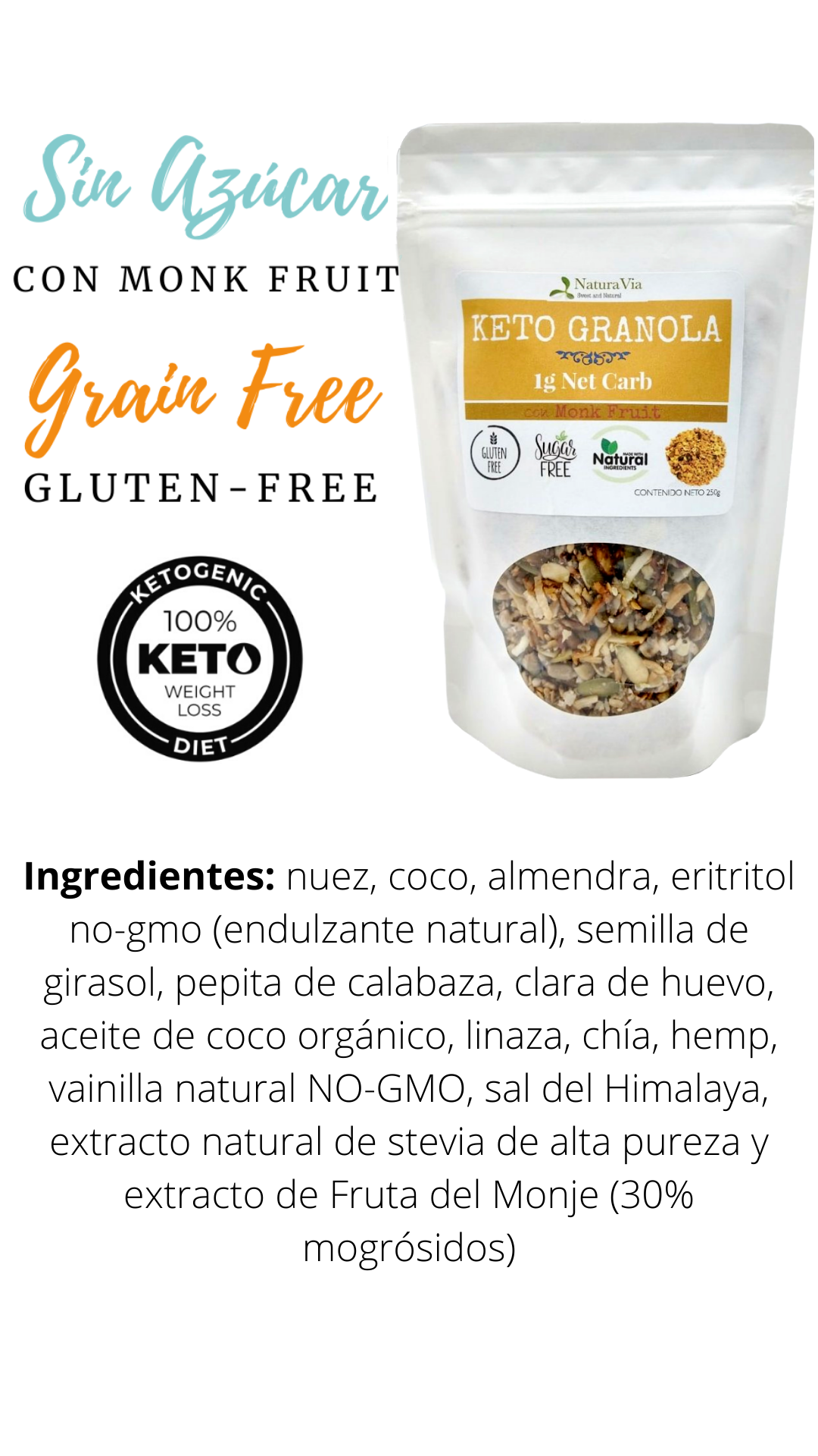 Keto Nut Granola con Monk Fruit