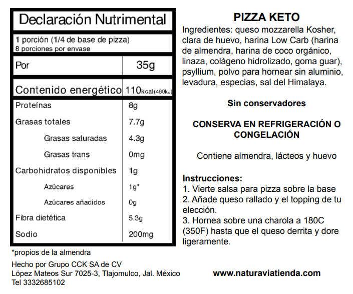 Bases para Pizza Keto (sólo envíos express, requieren refrigeración)