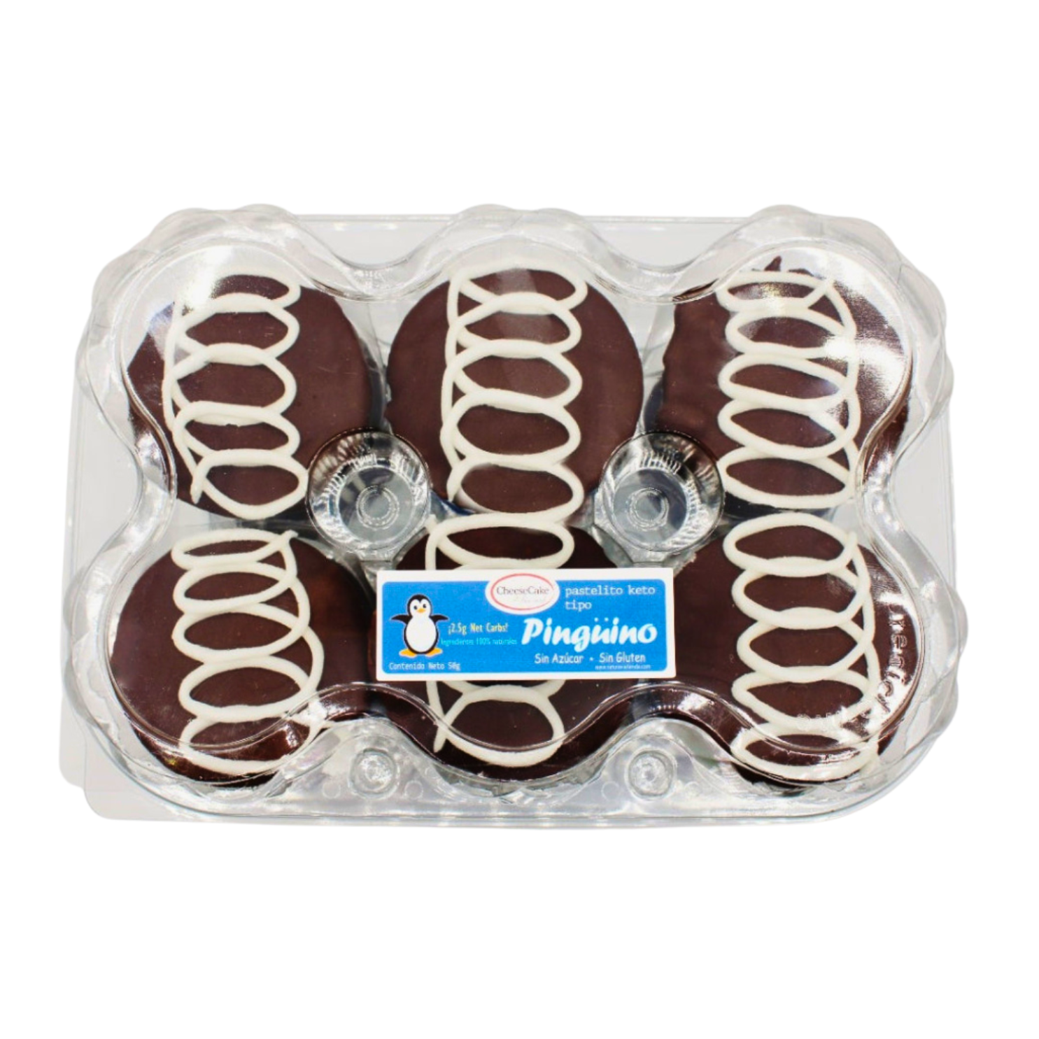 Pastelito tipo "Pingüino" Keto  Paquete de 6 (FORANEO SÓLO ENVIO EXPRESS - REFRIGERADO)
