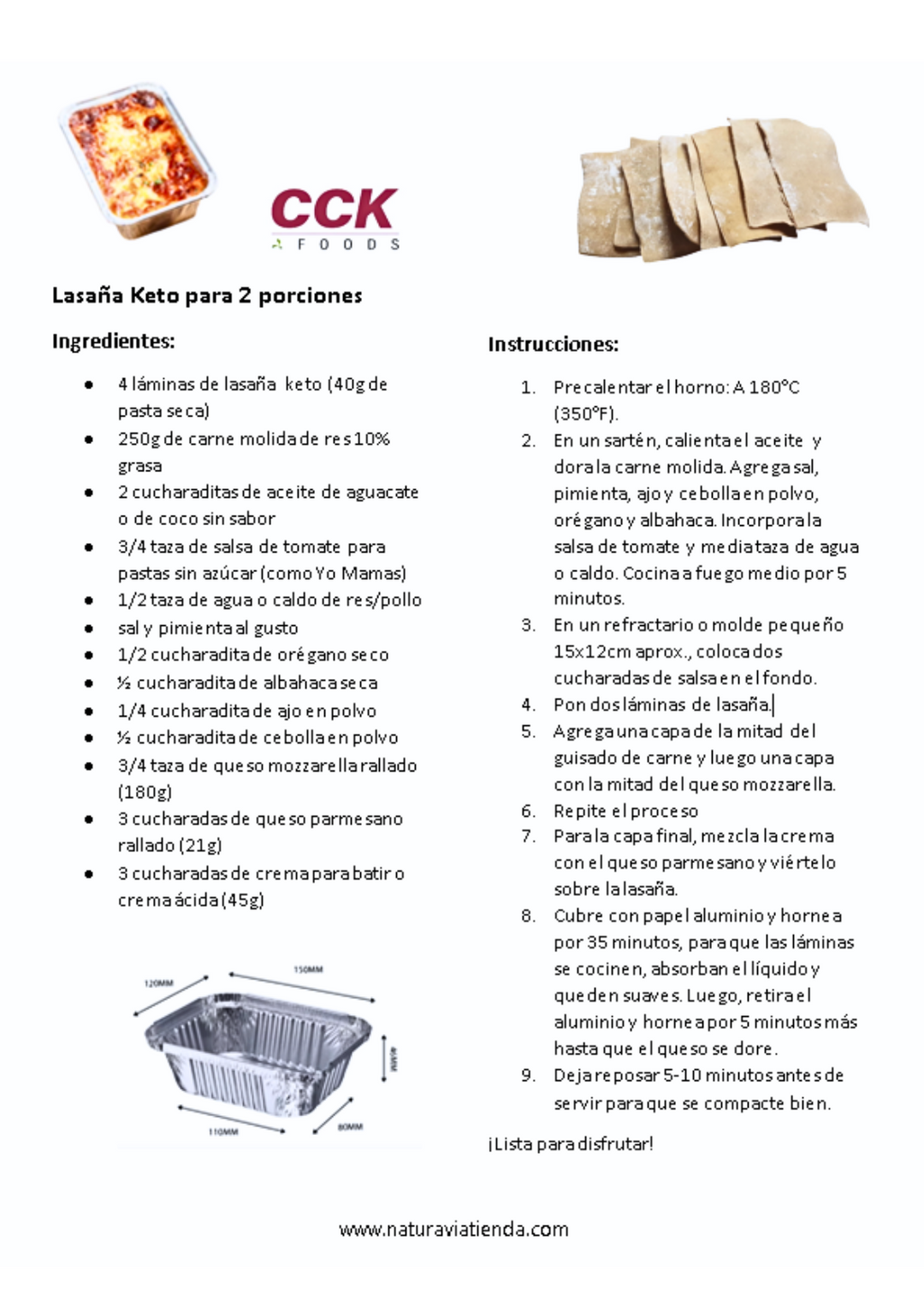 Keto Pasta - Lasaña 22 bolsas de 40g