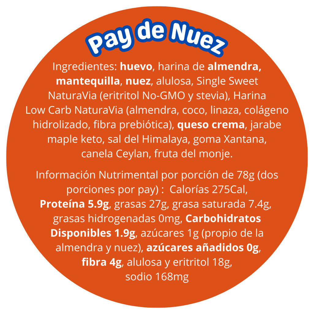 Pay de Nuez Keto (disonible con envío express) - Pack de 2 piezas