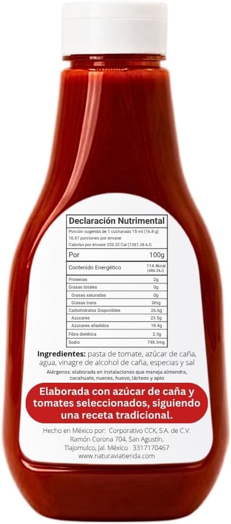 Catsup Natural con Azúcar de Caña | Sin Jarabe de Maíz de Alta Fructosa