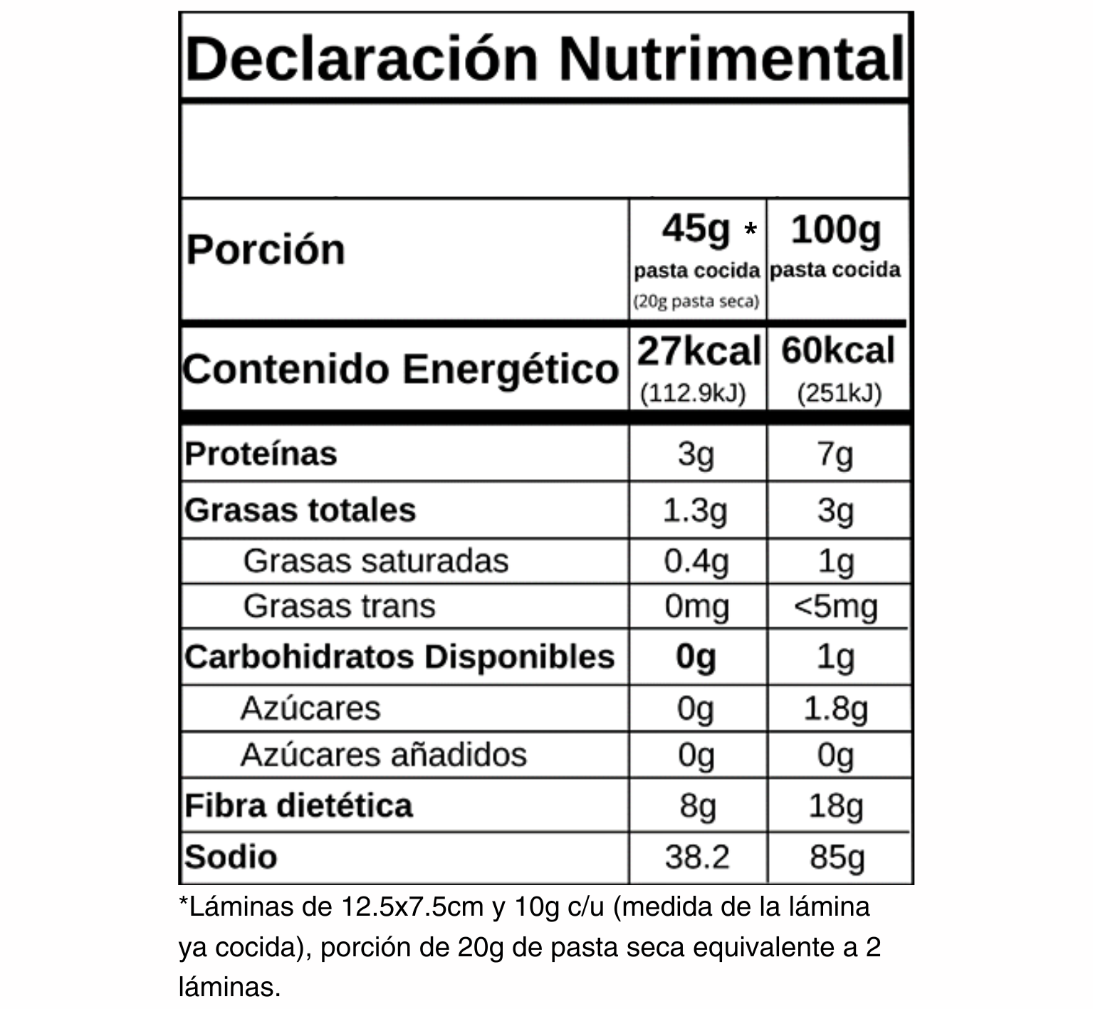 Keto Pasta - Lasaña 22 bolsas de 40g