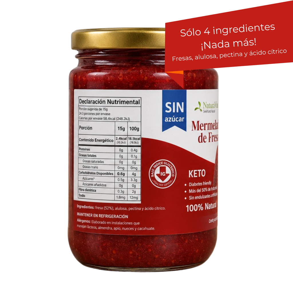 Mermelada de Fresa Keto | Sin Azúcar | 365 g