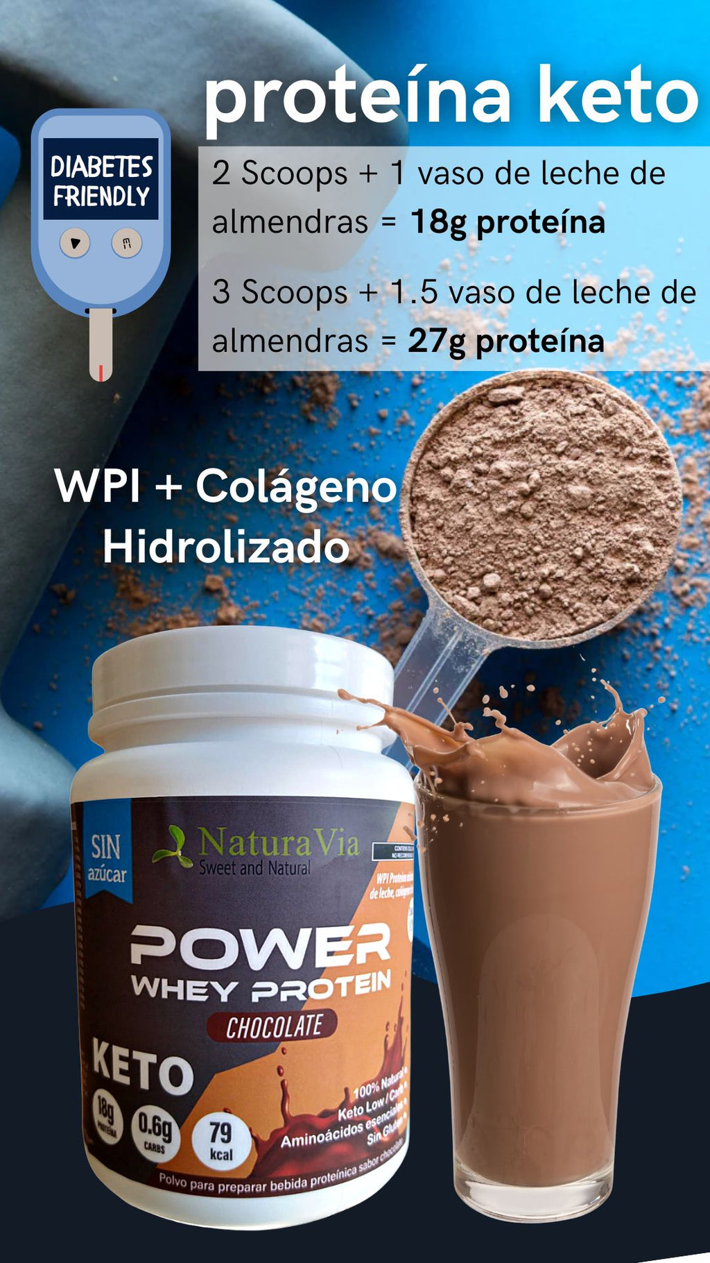 Proteína en Polvo de Chocolate- Keto, Sugar-Free