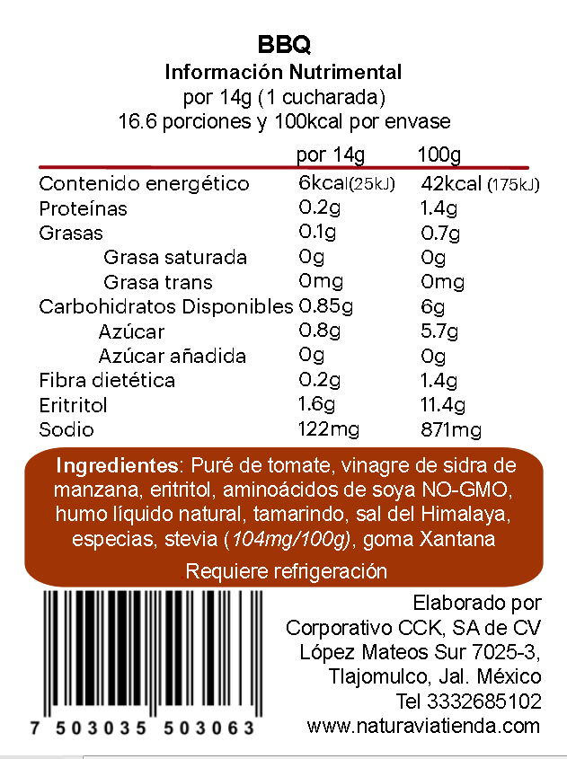 Salsa BBQ Keto - Sin azúcar 250ml