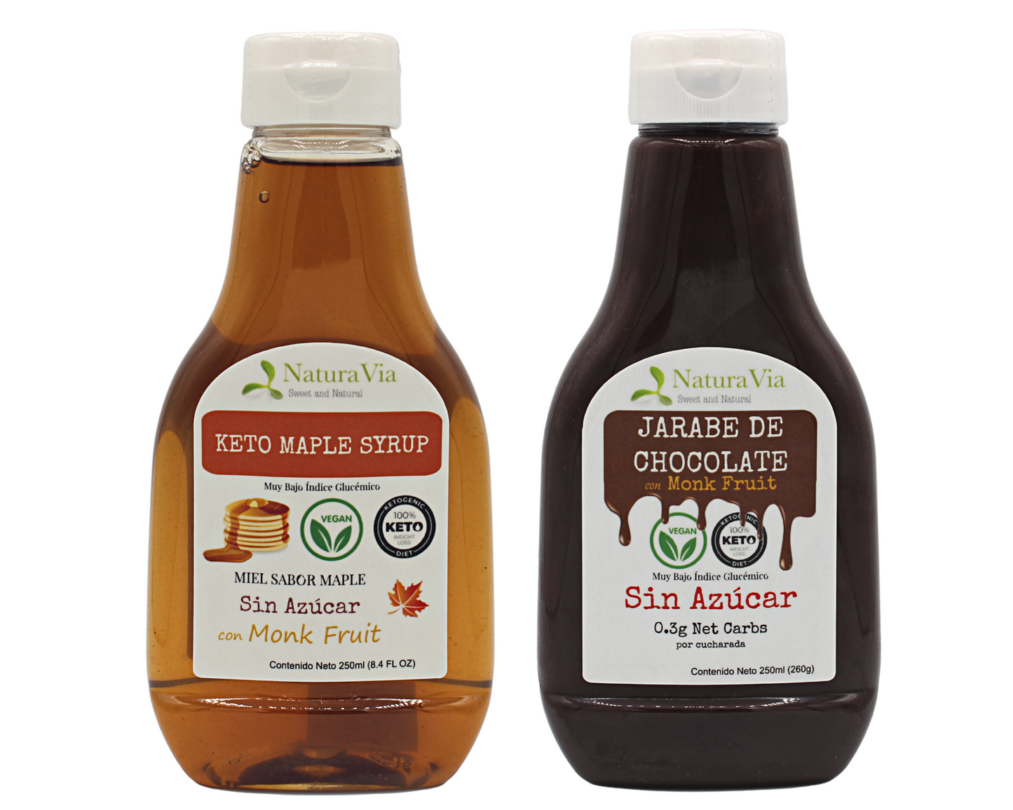 Sweet Keto Duo: Monk Fruit Maple Syrup + Chocolate Syrup