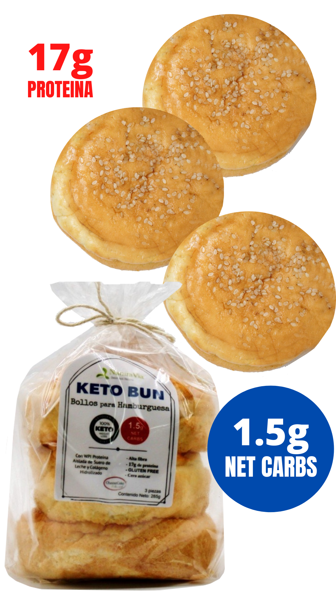 Keto Bun para Hamburguesa (ENVIO SOLO EXPRESS CIERTOS CP)