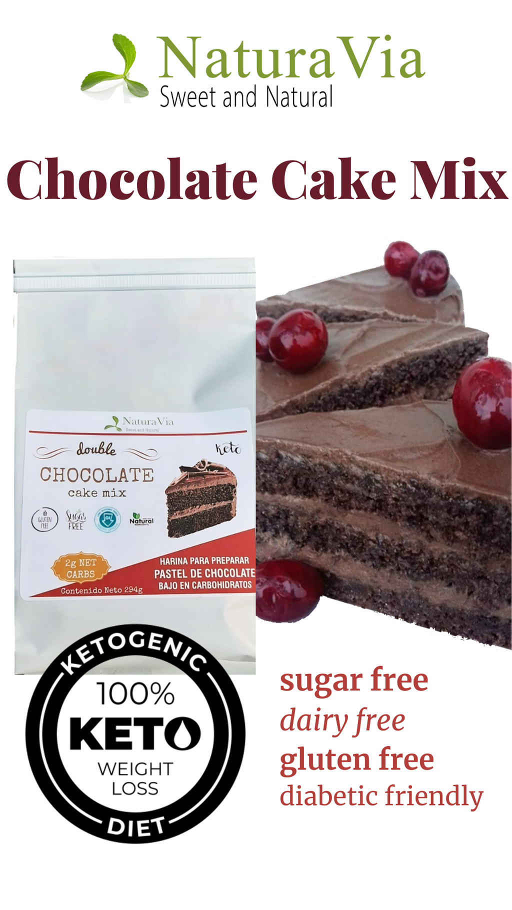 Keto Chocolate Cake Mix - Harina para preparar pastel de chocolate