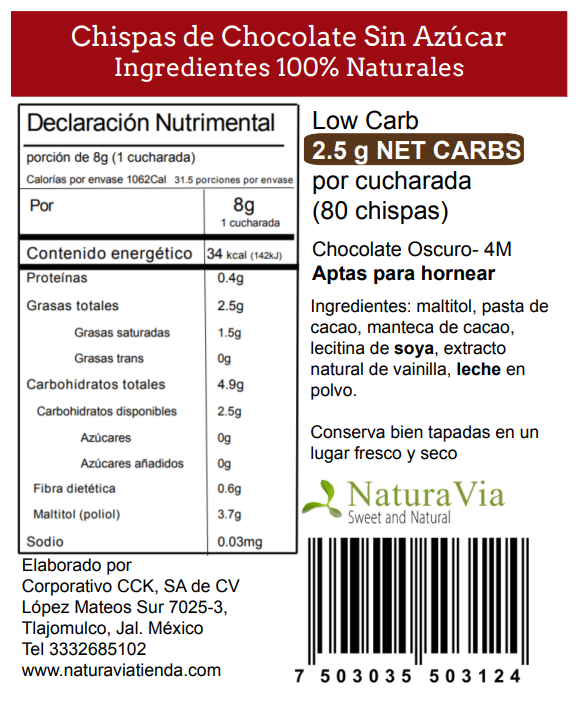 Chispas de Chocolate - Sin Azúcar 4M
