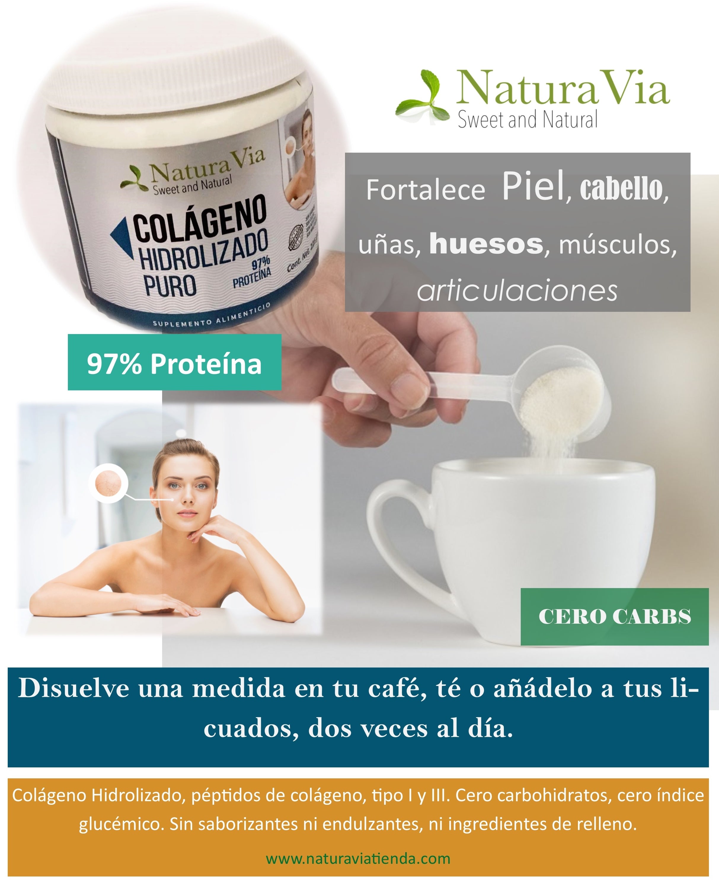 Colágeno Hidrolizado Puro - 97% Proteína, Cero Carbs