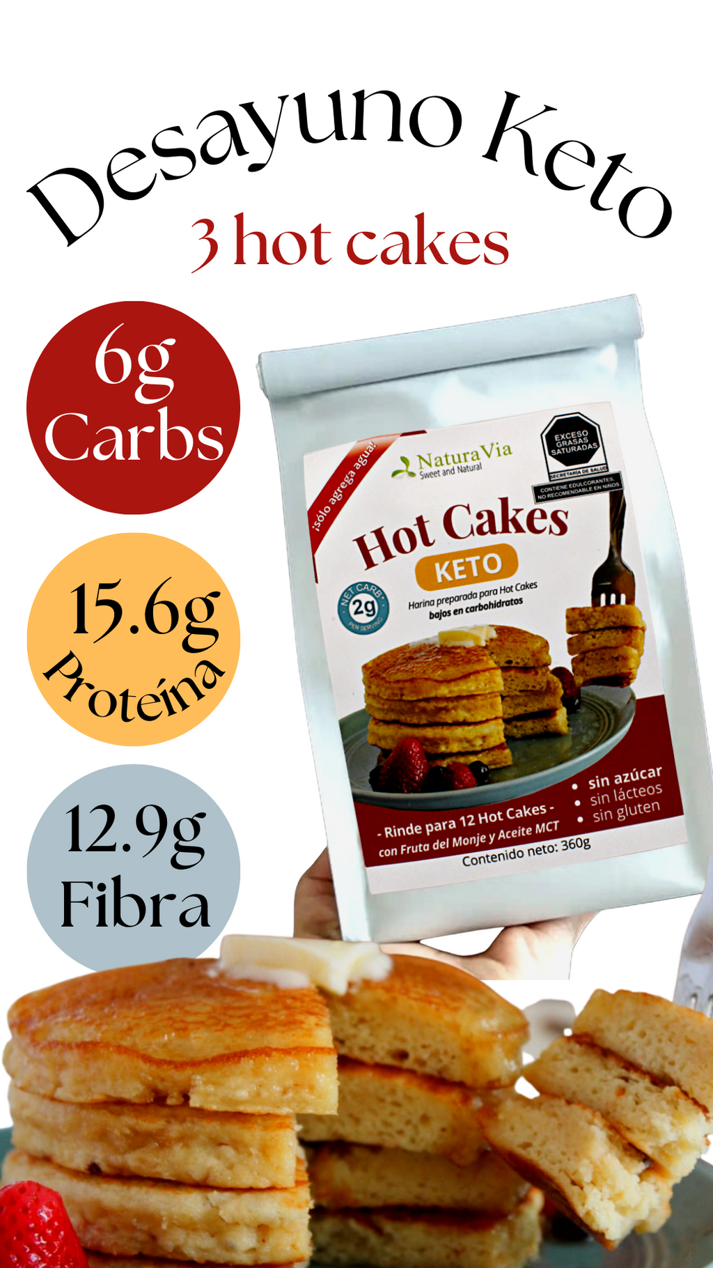 ¡NUEVA! Harina para HotCakes Keto  ¡Sólo agrega agua!