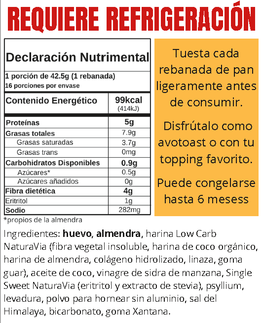 Pan de Barra Keto (sólo disponible para ciertos CP requiere refrigeracón y envio express)
