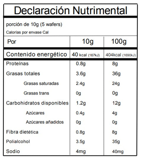 Wafer de Chocolate  - sin azúcar, para cobertura